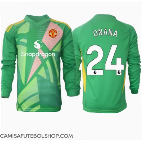 Camisa de time de futebol Manchester United Andre Onana #24 Goleiro Replicas 3º Equipamento 2024-25 Manga Comprida